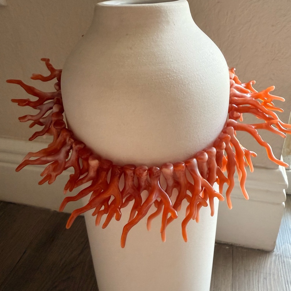 Unique Orange Coral Necklace